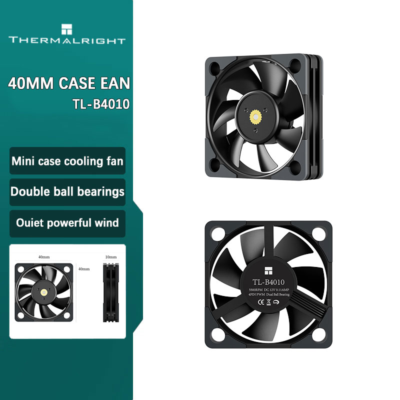 Case Fan Controller - Thermalright TL-B4010 4CM ミニコンピューターケースファン PWM 温度制御デュアルボールベアリング