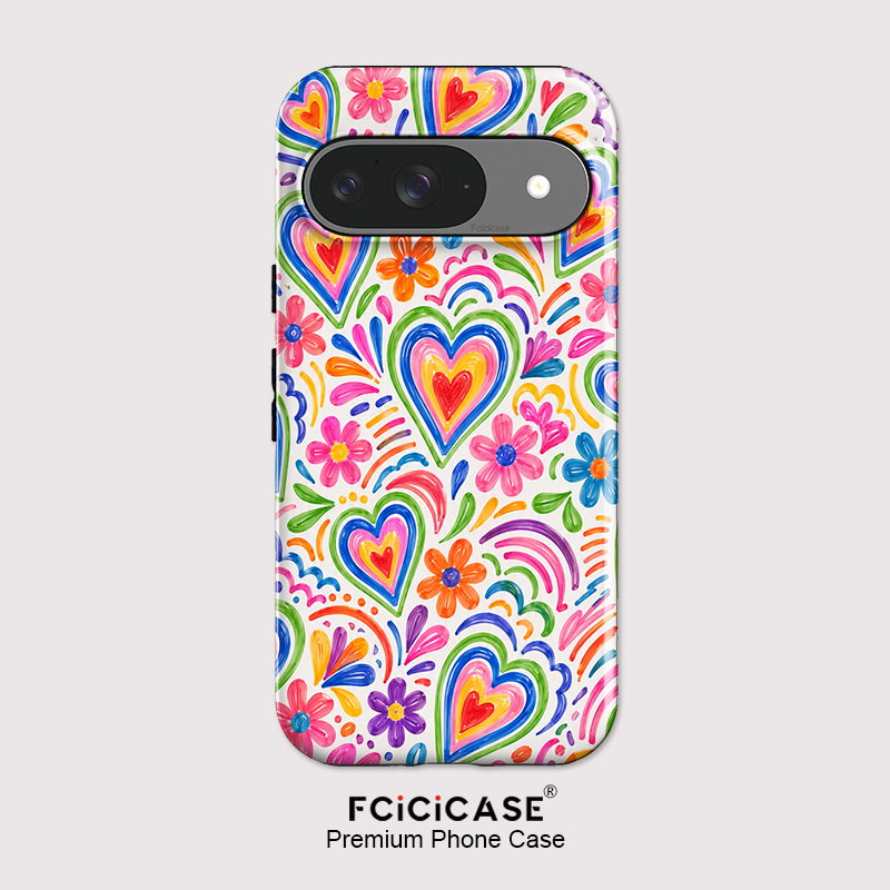Matte Pc Case - Fcicicase ピクセル10A用 ラブハートフラワー柄スマホケース Google Pixel 10