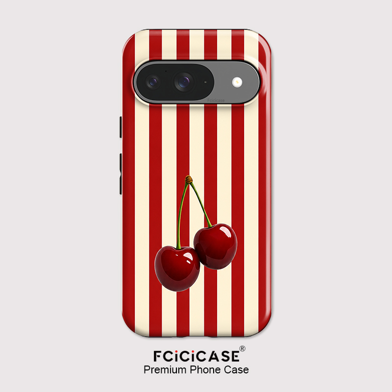 Matte Pc Case - Fcicicase チェリーストライプパターン電話ケース Google ピクセル 10A 9