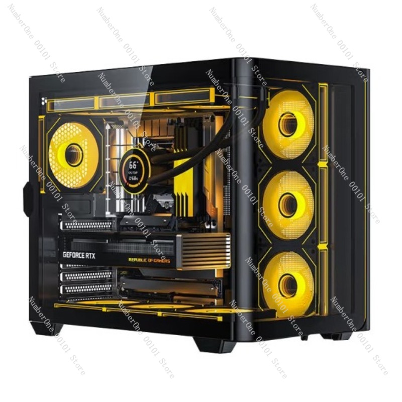 パノラマ曲面ガラスデスクトップPCケース ATXミッドタワー - Pc Chassis のレビューと価格